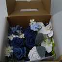 Ling's Moment Navy Blue Bridal Bouquet, 13 Inch Wedding Bouquets for Bride, Silk Free Form Bridal Bouquets for Wedding, Ceremony, Anniversary, etc.