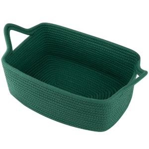 OIAHOMY Woven Basket, Gift Basket Empty with Gift Bags and Ribbons, Rope Baskets for Baby Showers, Storage Baskets with Handles for Nursery, Pet Toy Organizer - Green (Medium: 13.5L*10W*6H)
