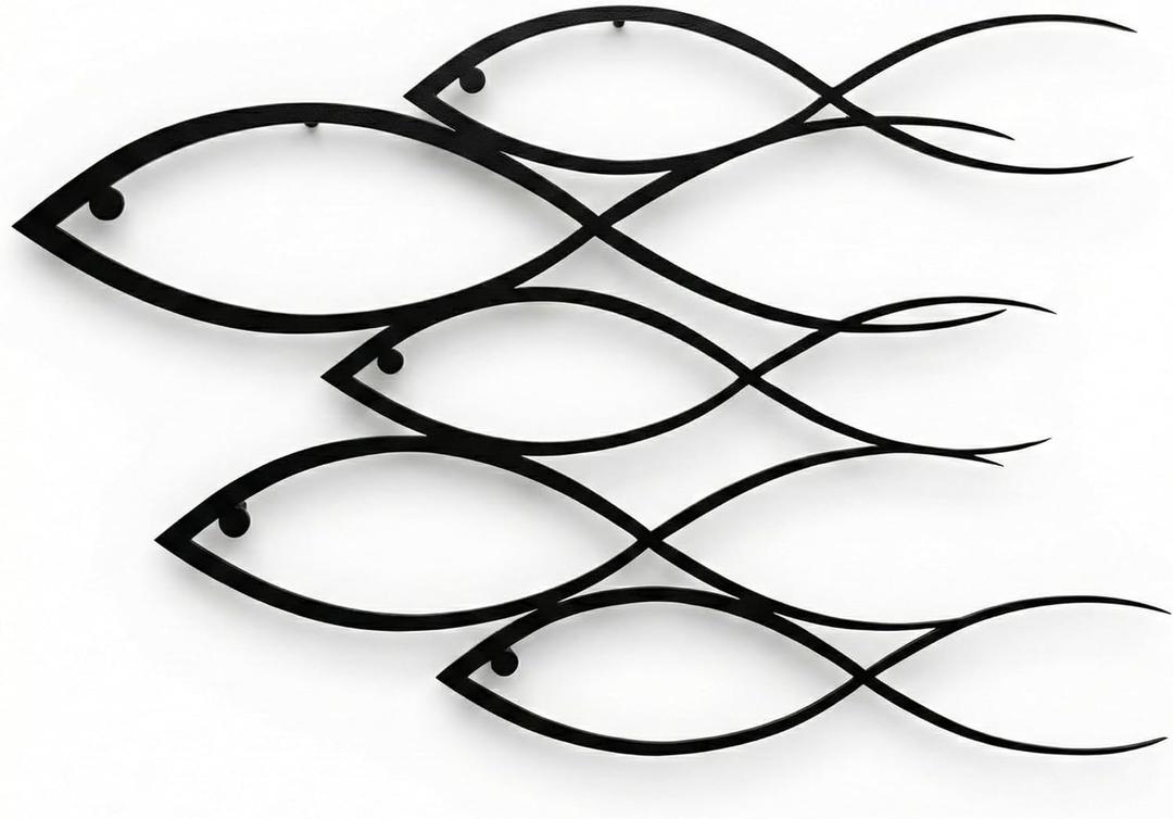 DEKADRON Metal Wall Decor, Fish Family,Home Decoration,Wall Sign, Metal Wall Art, Interior Decoration, Indoor Outdoor Hangings (24" W x 16" H / 60x40cm)