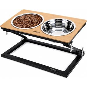 Elevated Dog Bowl, Adjustable Height and Tilt Angle Dog Bowl Stand | Precisely Adjust Height And Tilt Angle, Easy To Clean, Equipped With 2 Stainless Steel Food Bowls, Sturdy And Durable, Size: Large