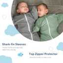 ZIGJOY Baby Transitional Swaddles for Newborns: 0.5 Tog Arms Up Sleep Sack 3-6-12 Months Soft Cotton Shark Fin 2 Way Zipper