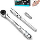 DURATECH 1/4" T-Handle Ratchet, Mini Ratchet Wrench with Hex Bit Extension and Adapter Set, Compatible with Standard 1/4" Hex Bits or Sockets, Portable and Versatile Repair Tool for Tight Spaces