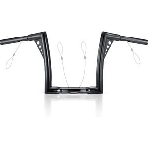 MoKitDora Sportster Dyna Softail 10” Rise 1-1/4” Fat 1" Clamp Ape Hanger Handlebar Z Bar for Harley Touring Road Glide Road King, Gloss Black