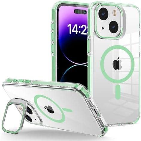 WOGROO for iPhone 11 Case, Compatible with MagSafe, Magnetic Kickstand Case for Women, Clear Green