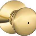Schlage F40 PLY 605 Plymouth Door Knob, Bed & Bath Privacy Lock, Bright Brass