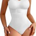 Shapewear Bodysuit Tummy Control Strapless Bra Shapewear for Women Strapless Faja Body Shaper Thong Light Shapewear White M (White)