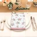 Pink Floral Rose Print Cloth Napkins 100% Cotton, 18" X 18" Dinner Napkins Cloth Set, Washable Napkins for Home, Kitchen, Dinner, Party, Wedding, Cocktail, Set of 6