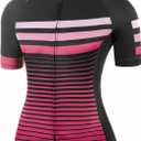 qualidyne Women's Cycling Jersey Short Sleeve with Rear Pockets Full Zipper Bike Shirts Quick Dry Biking Bicycle Jersey Black