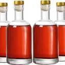 Clear Glass Bottles 6 oz - 200ml [Pack of 6] for Wine Beverages Drinks Oil Vinegar Kombucha Beer Water Soda with Cork Stopper Airtight Lid