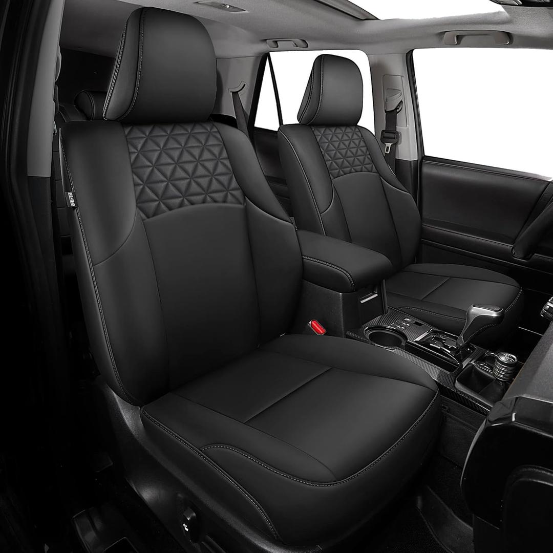 Seat Covers for Toyota 4Runner 2011-2024, Faux Leather Car Seat Cover Full Set, 2-Row-Only for 5 Seats Version-Black