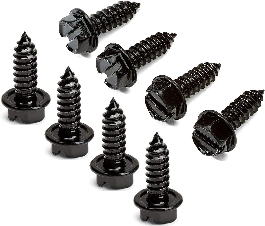 License Plate Screws,Rustproof Black License Plate Screws for Securing License Plates, Frames and Covers on Cars and Trucks -Set