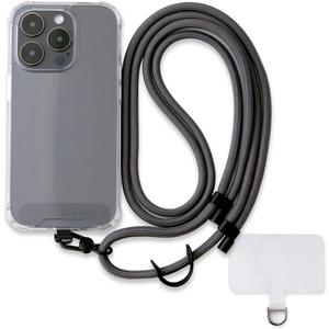 Universal Phone Lanyard, Anti-Theft Crossbody Strap for iPhone 16 Pro Max and Most Smartphones, Adjustable Cell Phone Neck Holder w/2 Non-Adhesive Tether Tab for Men and Women, Charcoal/Black