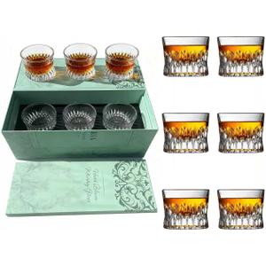 Whiskey Glass Set of 6  Premium Lowball Glasses (4 oz) forScotch Cocktail Rum Cognac Vodka Liquor  Crystal-Clear Old Fashioned Glasses Perfect Holiday Gifts