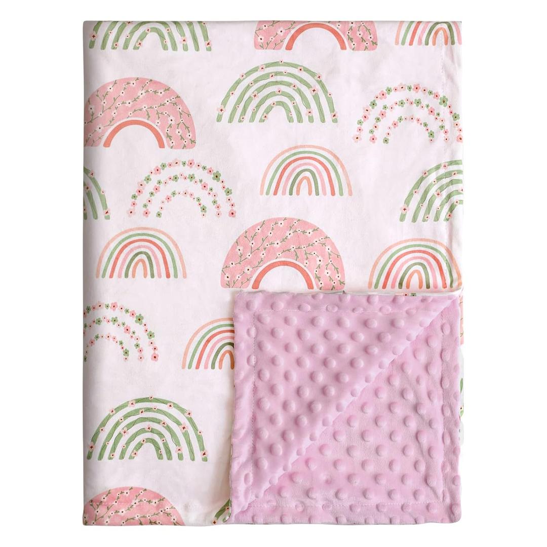Soarwg Kids Baby Blanket Unisex Newborn, Super Soft Comfy Rainbow Blankets, for Toddler Baby Nursery Bed Blanket Stroller Crib Shower Gifts, 30 x 40 Inch (Blooming Rainbow / Pink)