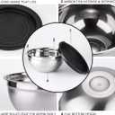 Leidawn Mixing Bowls with Lids set - 25 PCS Stainless Steel Nesting Black Mixing Bowls Set for Baking, Mixing, Serving & Prepping, Size 5, 3.7, 2.8, 2.3, 1.7, 1.1, 0.7QT, 11 Cooking Utensils