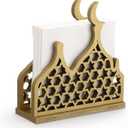Namalu Eid Gold Napkin Holder for Tables Classical for Islamic Ramadan Holiday Napkin Holder Wooden Ramadan Kareem Tissue Dispenser Mubarak Wood Tissue Dispenser for Storage