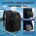 52L Pickleball Bag Fits 6+ Paddles,Pro Pickleball Backpack with Wet Dry Separation,Shoe Compartment,Hidden Ball Net,Designed for 2 Players Family and Couples