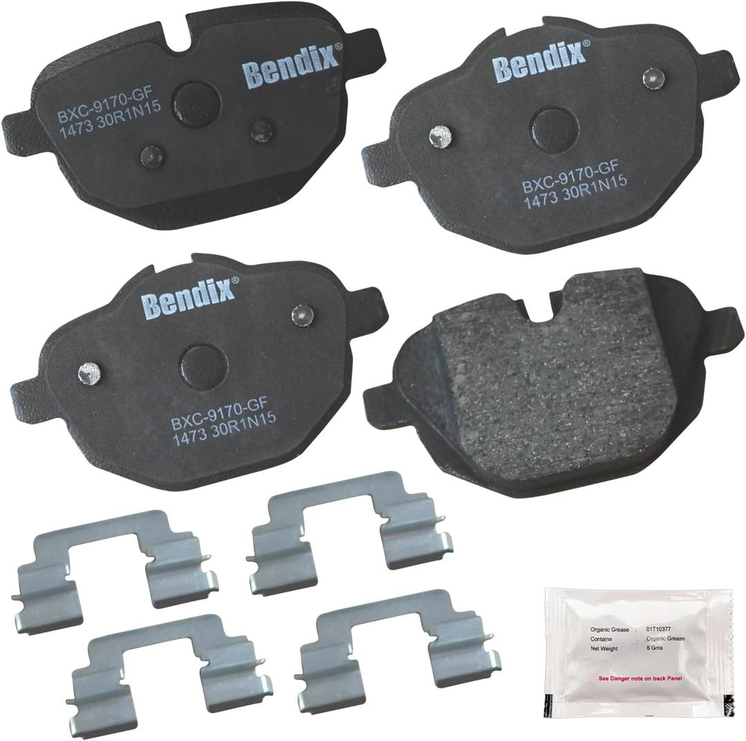 Bendix Priority1 CFC1473 Ceramic Rear Brake Pads for Select Models BMW 520i, 528i, 528i xDrive, 530e, 530e 530i, 530i 535d, 535d 535i, 535i 540d 750Li, ActiveHybrid 5, i8, X3, X4, Z4