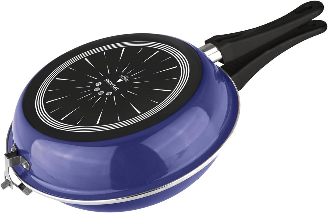 Magefesa Frittata 9.4-Inch Nonstick Double Sided Frying Pan, All-Stovetops Compatible, Dishwasher Safe Ideal for Spanish Tortilla Blue