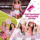 Lonfliness 24Pcs Cheer Clear PVC Gift Bags with Handles And Ribbon Bow Bulk 8 X 8 X 3in Cheerleading Goodie Treat Bags Cheer Team Present Tote Bag for Cheerleader Teammates Party Supplies(Pink)