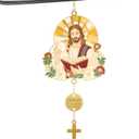 2 x Jesus Car Mirror Hanging Christian Gifts for Men Women, Metal Daily Bible Verse Car Rearview Decor Accessories, Christ Ornament Religious Gift for Truck Driver