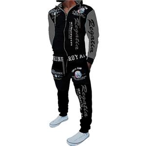 Riskrole Mens Hoodie Tracksuit Set 2 Pieces Casual Athletic Warm Sweatsuits Zip up Outfits (Large, Grey)