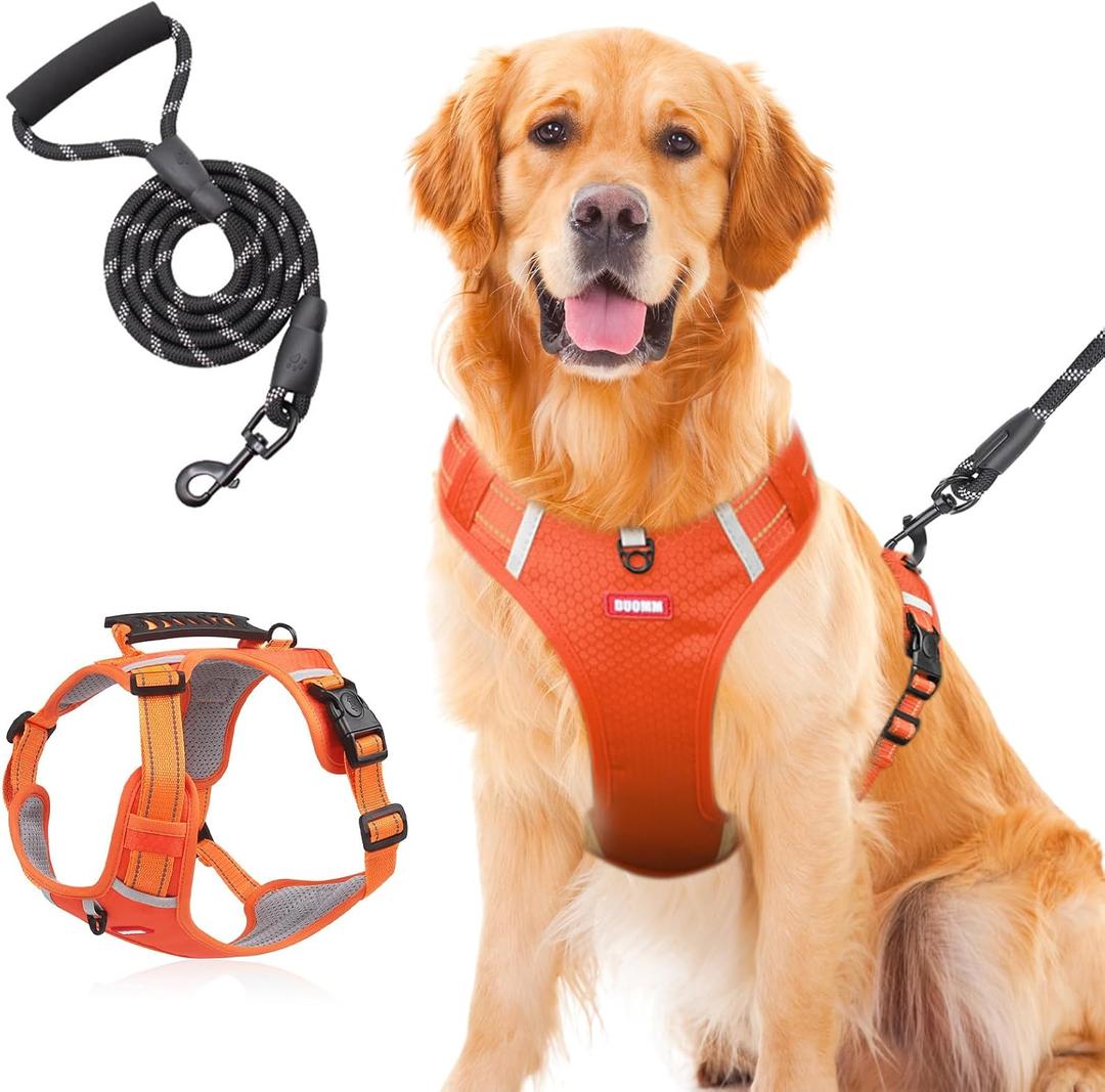 Wanheart Anti-Yank Dog Safety Vest with 2 Belt Buckles, Adjustable Soft Padding, Reflective Oxford Material, with Easy Control Handle (Orange, S:Neck (14-18''), Chest (14-19''), 11-16lbs)
