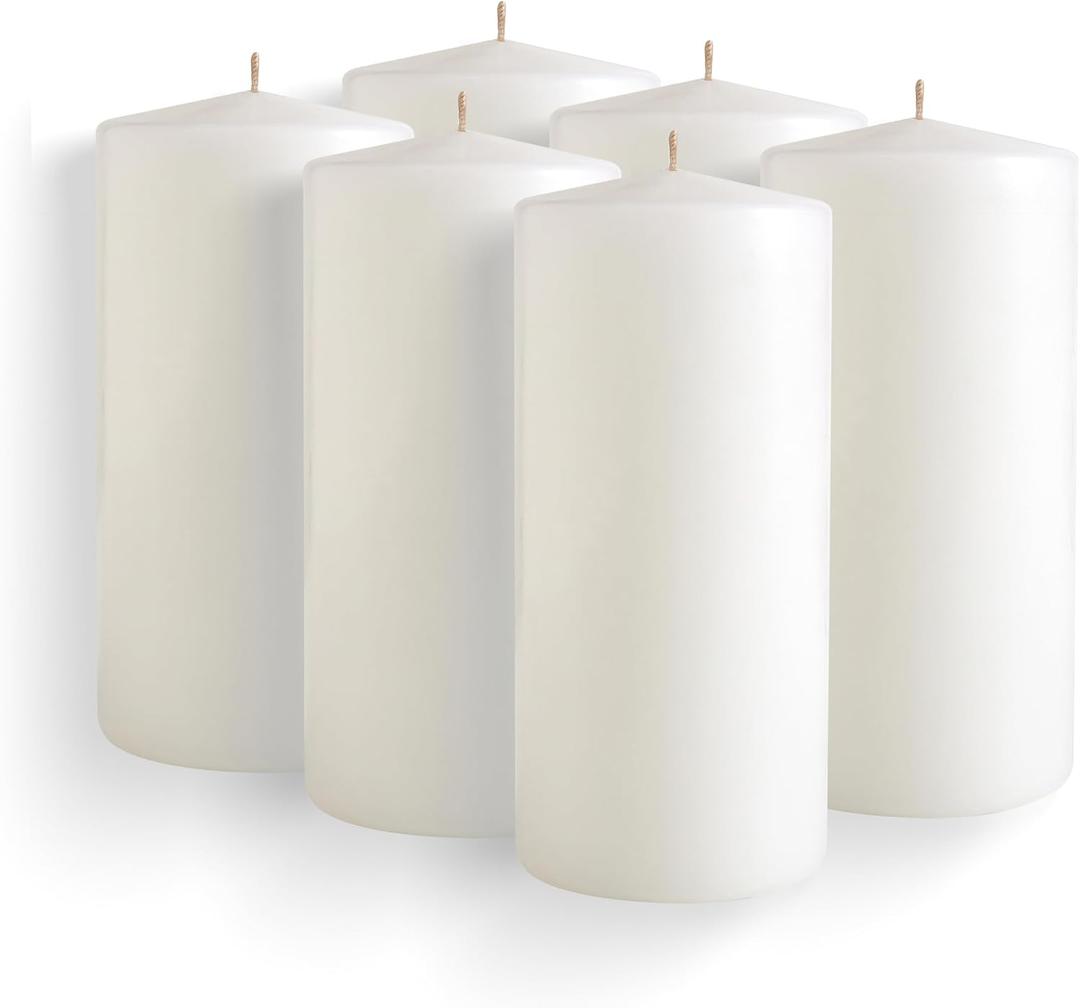 Simply Soson White Pillar Candles Bulk - 2.75x6 Inch, Set of 6 Unscented Pillar Candles, Elegant Tall Pillar Candle, Round Cone tip Pillar Candle for Home Decor, Dinner, Wedding, Party