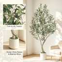 LYERSE Faux Olive Tree 7ft with Sturdy White Planter, Artificial Olive Tree