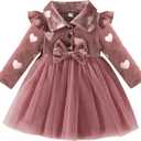 Rosibel Baby Girls Velvet Tutu Dress Infant Girl Special Occasion Clothes Fall Winter Dresses Outfits 6M to 3 Years (9-12 M)