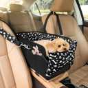 Center Console Dog Car Seat, Portable Pet Cat Puppy Booster Armrest Carseat, Anti-Collapse Pet Car Seat with Safety Leash, Adjustable Straps, Storage Pockets, Support Pet Up to 15lbs (Black)