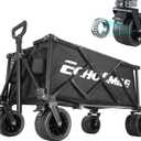 EchoSmile Collapsible Folding Utility Wagon Cart, Adjustable Handle, 400lb Capacity, Black, Outdoor Use
