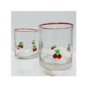 Cherry Icon Juice Glasses Mixing Glass, 2 On The Rocks Glasses Stainless Steel Bar Spoon