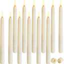 Baquler 12 Pcs Flameless Ivory Taper Candles Bulk Flickering LED Candles Taper Warm White Light LED Candlesticks for Christmas Wedding Home Decoration No Remote Control, 9.6 Inch