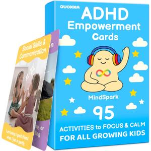 QUOKKA ADHD Tools for Kids Emotional Regulation Tools for Kids in a Fun Flashcards Deck Big Feelings Support, Focus Activities, Social Skills & Impulse Control Cards for Home or Classroom