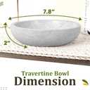 FNTSTICGOODS Travertine Decorative Bowl - 7.8 Diameter & 2 Height - Key Bowl for Entryway Table - Organic Modern Centerpiece - White/Gray