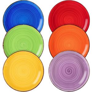 vancasso Bonita Muticolor Salad Plate Set of 6, 7.5 Inch Ceramic Dessert Plate, Dishwasher and Microwave Safe