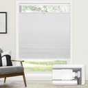 LazBlinds No Tools No Drill Cordless Cellular Shades, Top Down Bottom Up (TDBU) Honeycomb Shades for Home, Blackout Light Blocking Thermal Insulation Blinds for Windows, 33" W x 64" H, White (Blackout - White)
