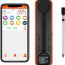 Wireless Meat Thermometer Digital Cooking Thermometer with Wireless Probe 500Ft Remote Range Food Thermometer with iOS & Android Read App -Preprogrammed Temperatures for BBQ, Oven, Grill