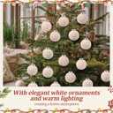 Soulchen 12 Pcs Farmhouse Crochet Christmas Ornaments 6 Styles 2.36 Inch Handmade Neutral Knitted Crochet Ball Ornaments for Xmas Tree Beige Christmas Decoration