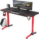 VITESSE 55 inch Gaming Desk, Gaming Computer Desk, PC Gaming Table, T Shaped Racing Style Proitessfessional Gamer Game Station with Mouse pad, USB Gaming Handle Rack, Cup Holder Headphone Hook