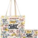 Daily Affirmations for Women Faith Christian Gifts2PCS Cosmetic Bag Canvas Tote Bag Beach Bags with Pocket Makeup BagsScripture Bible Verse Mental Health Gifts for Female Friend Birthday Christmas