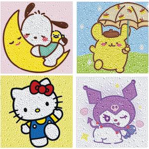 YSUNETER Diamond Painting Kits for Kids Beginner - 4 Pack DIY 5D Full Drill Diamond Art Kits for Children, Cute Animals Round Crystal Rhinestone Gem Art Crafts Home Wall Art Decor 5.9 x 5.9 Inches (Catoon 2)