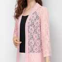 FindThy Womens 3/4 Sleeve Lace Cardigan Long Sleeve Open Front Floral Crochet Shrug Cover Up
(1325-Pink-M-aLB)