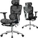 Mesh Office Chair,Ergonomic Computer Chair,Adjustable Lumbar High Back Desk Chair 400lbs,4D Adjustable Armrests & Removable Headrest,Breathable Mesh Chair for Adults,Home Gaming & Workplace(Black), Oversized