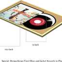 eletecpro 16x24 Aluminum Record Frame with Acrylic Cover & 2 Double-Sided Mats (Black&White), Vinyl Frame for 12 Inch Single Album, Vinyl Display Wall Mount with Hanger, Home Decor, Gold