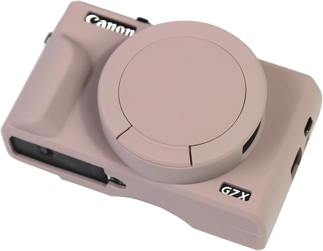 4 x Easy Hood Camera Case for Canon Powershot G7 X Mark III Digital Camera, Silicone Soft Camera Case with Button Marker Removable Lens Cover G7X Protective Body Skin - Tiffany Pink