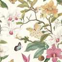 Vintage Floral Peel and Stick Wallpaper Floral Contact Paper 16.9inchx118.1inch Multicolor Flowers Butterfly Wallpaper Leaf Boho Self Adhesive Removable Wall Paper for Bedroom Decorative