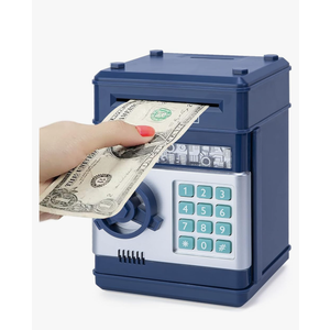 Refasy Piggy Bank Cash Coin Can ATM Bank Electronic Coin Money Bank for Kids Age 3-12, Money Savings Box Mini ATM Coin Bank Toys Gifts for 3 4 5 6 7 8 9 10 11 12 Year Old Boys Girls, Navy Blue