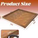 Large Square Ottoman Tray, 23"x23" Wooden Ottoman Trays with Leather Handles, Rustic Decorative Storage Tray for Ottoman